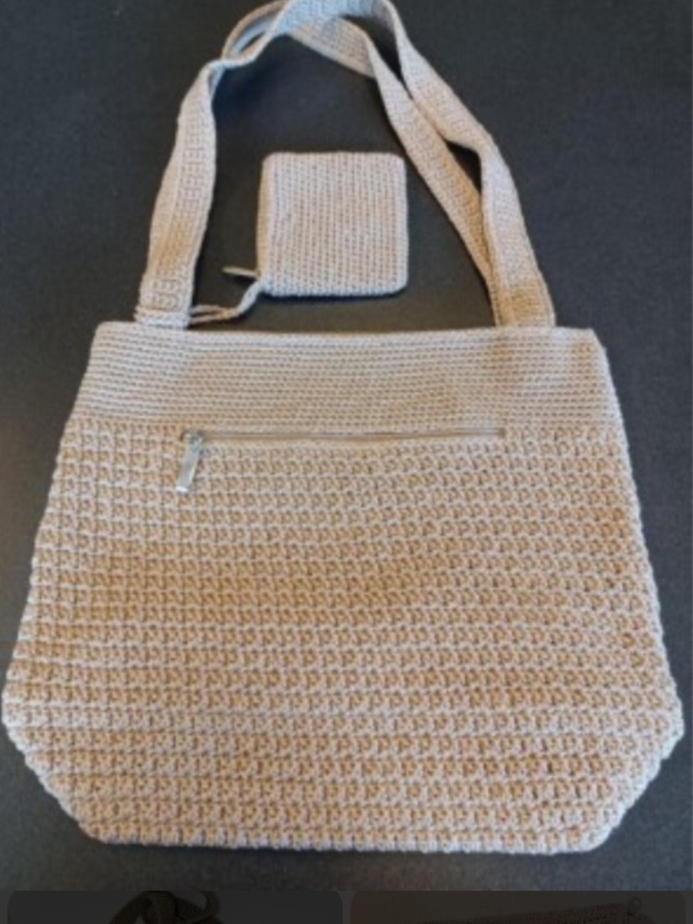 New Williams Sonoma Beige Crochet Tote